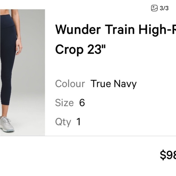 Lululemon True Navy Wunder Train High-Rise Crop - Picture 3 of 3